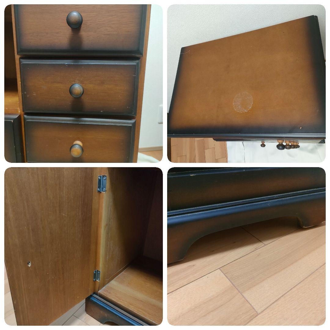 【レトロヴィンテージ】木製チェスト キャビネット 電話台 収納棚 シャドー塗装