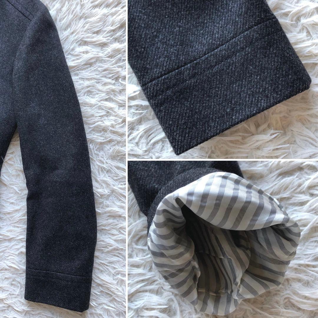 【美品 カシミヤウール】ヒューゴボス　ステンカラーコート　チャコール　大谷翔平