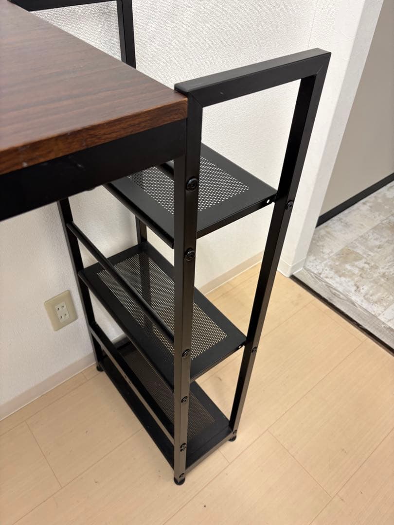 【美品】タンスのゲンカウンターテーブル ダークブラウン 収納棚付き