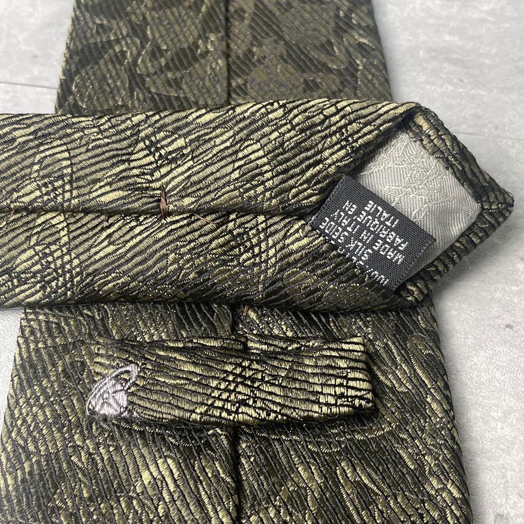 美品 Vivienne Westwood オーブ柄 総ロゴ ネクタイ カーキ 緑