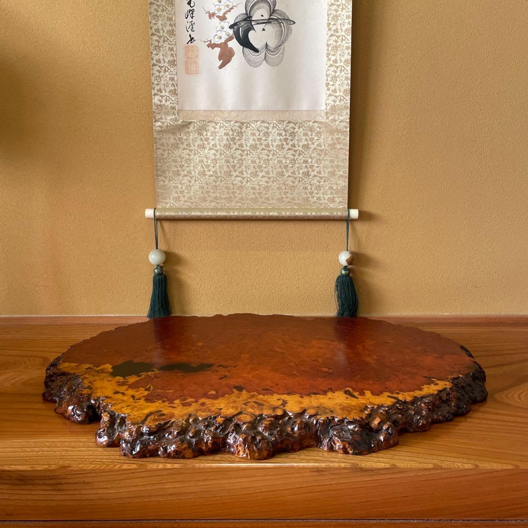 天然時代木 花梨 瘤 玉杢 花台 香台 盆栽台 輪切り 一枚板 無垢材 銘木