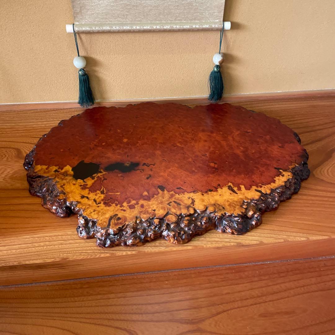 天然時代木 花梨 瘤 玉杢 花台 香台 盆栽台 輪切り 一枚板 無垢材 銘木