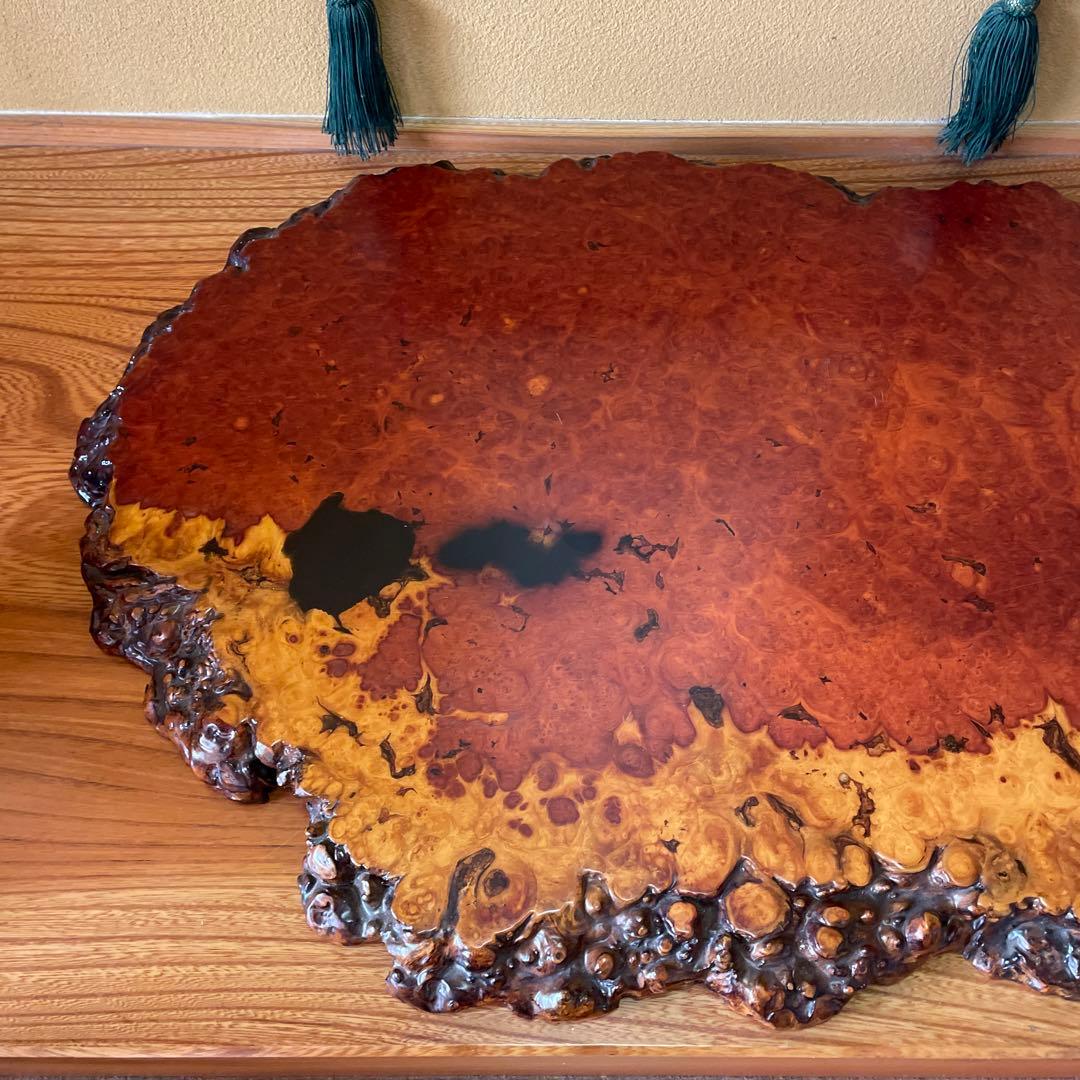 天然時代木 花梨 瘤 玉杢 花台 香台 盆栽台 輪切り 一枚板 無垢材 銘木