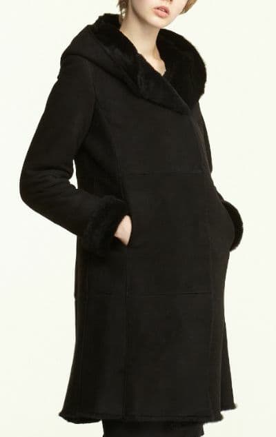 新品 VESGIOIA ブラック フード付きムートンコート ブラック