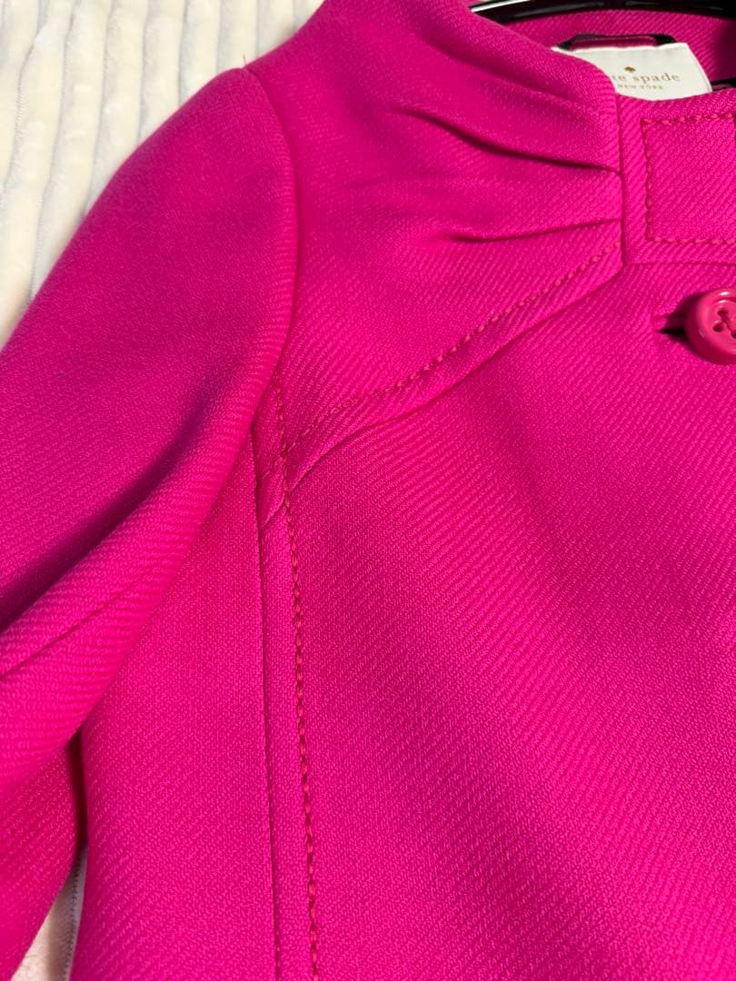 Kate spade NEW YORK ロングコート ピンクリボンウール100％