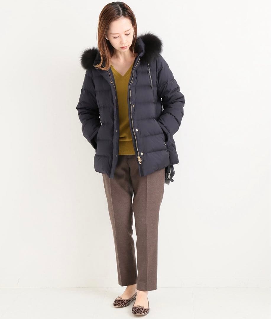 ☆美品☆ イエナ 定価46,200円 Pタフタ ショートダウンコート36ネイビー