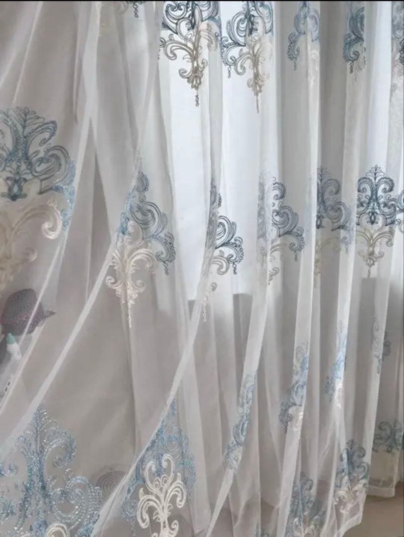 超〜お得　2枚セット かわいい　黄色柄　カーテン　　オーダーカーテン　フリル付き