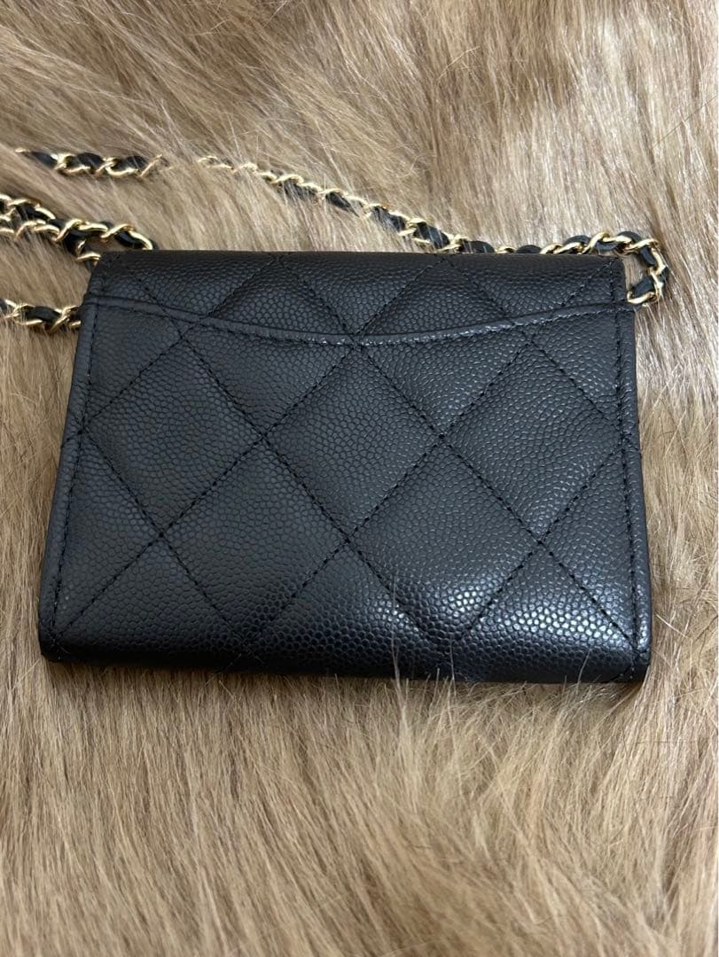 【CHANEL】マトラッセ チェーンウォレット キャビアスキン ミニ