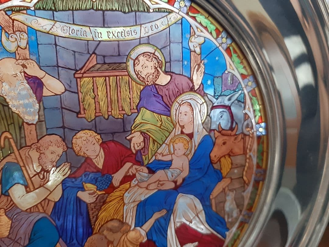 限定希少！華やかな色彩☆ステンドグラス マリア 聖家族 羊飼い