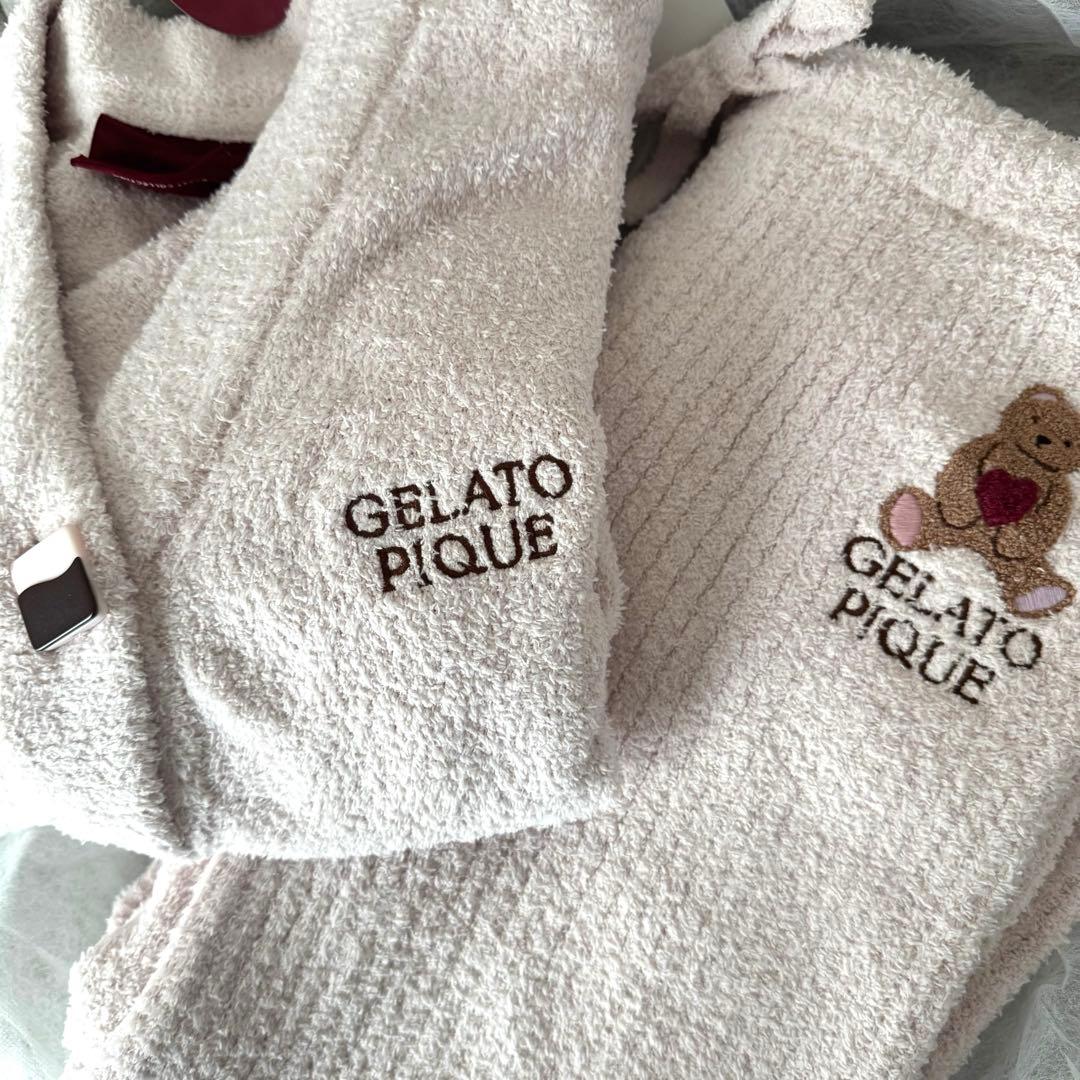 ジェラピケ バレンタイン チョコレートボタンカーディガン ベア刺繍パンツ