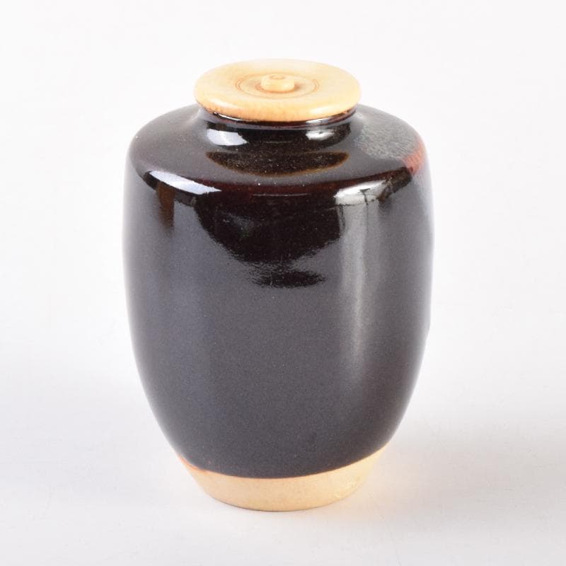 K・K　茶道具　高取焼　清水茂生造　文琳茶入　仕覆付　共箱　V　7006