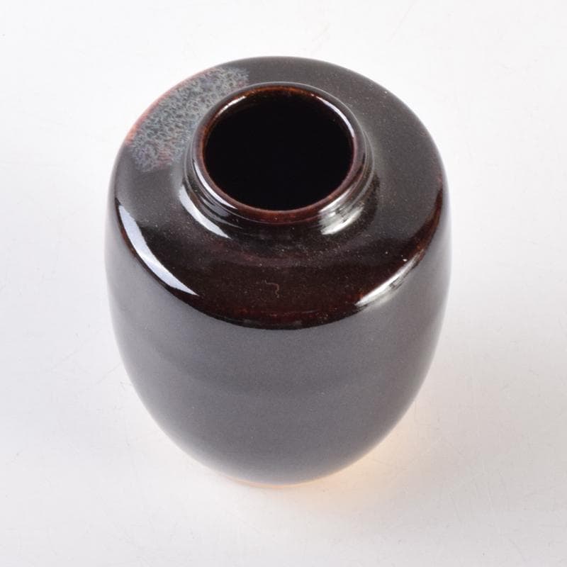 K・K　茶道具　高取焼　清水茂生造　文琳茶入　仕覆付　共箱　V　7006