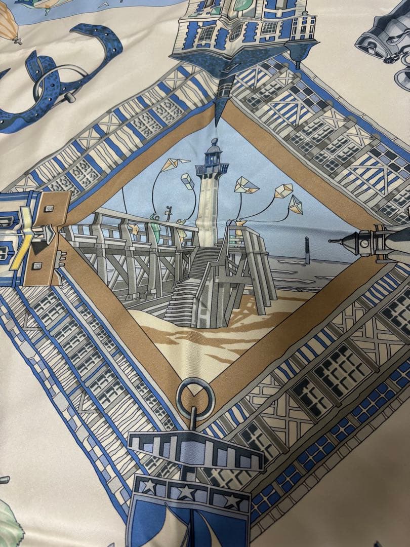 未使用　エルメス　スカーフ　カレ90　ノルマンディ海岸の魅力