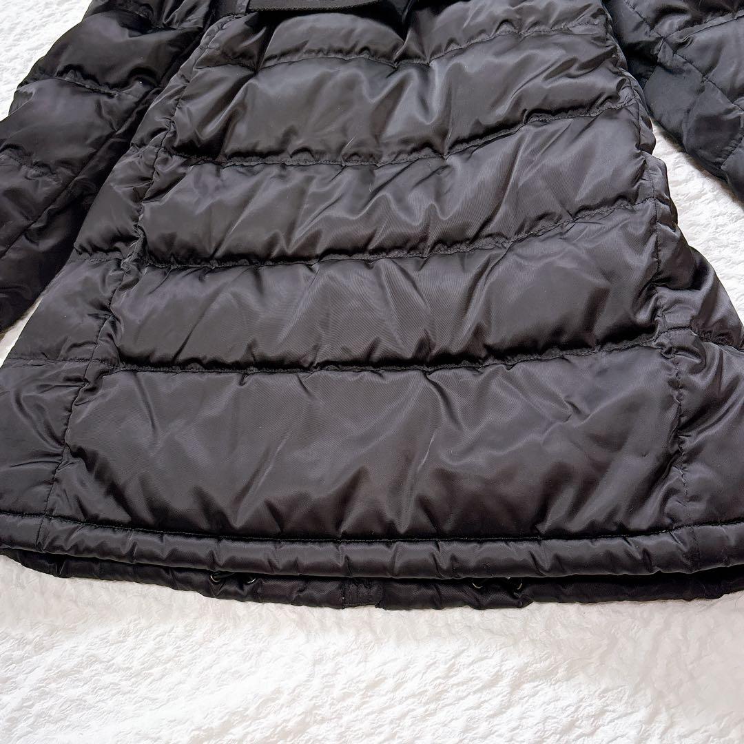 美品✨PRADA高級 ブルーフォックスファー　三角ロゴ　ベルト付き　ダウンコート