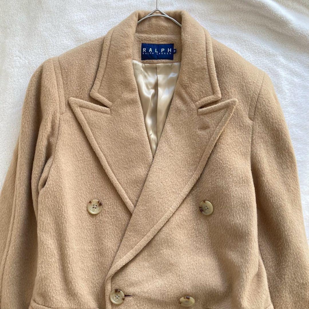 ラルフローレン ウール混 ダブル ロングコート 9号 ブラウン きれいめ 上質