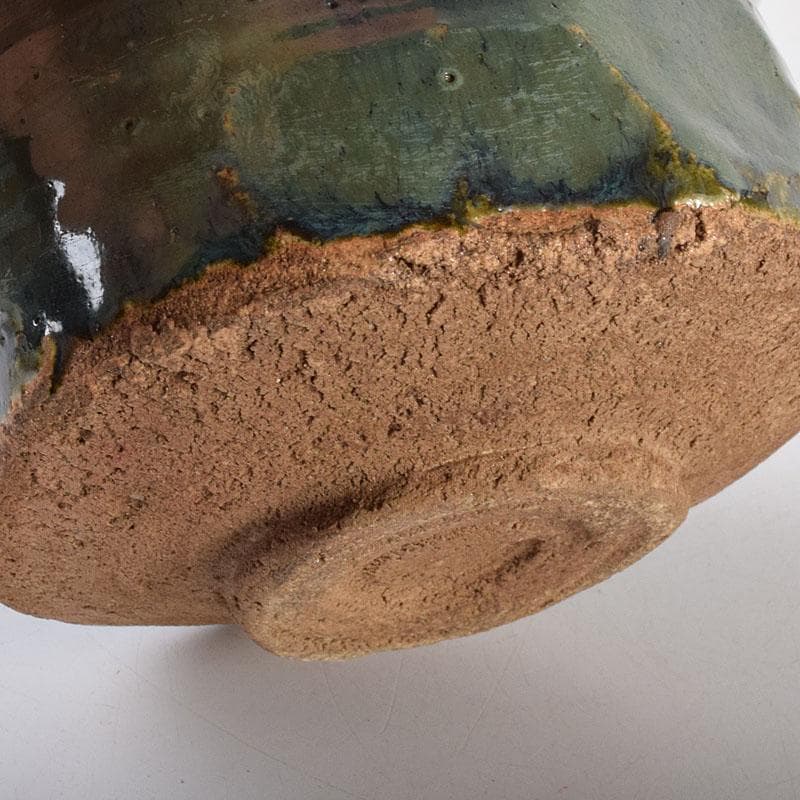 茶道具　織部焼　青織部茶碗　時代箱　V　R7870