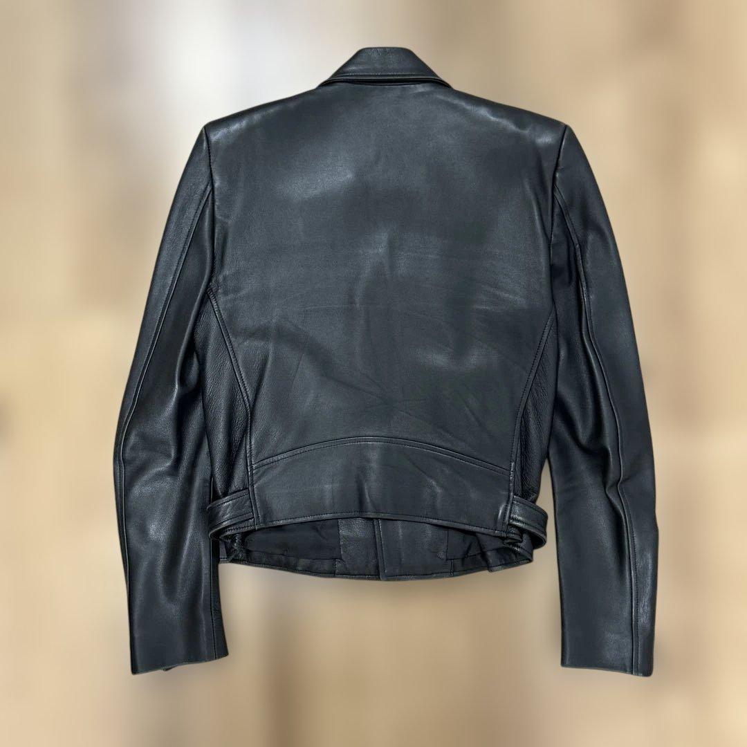 ジョンローレンスサリバン ダブルライダースジャケット ラムレザー 黒 34