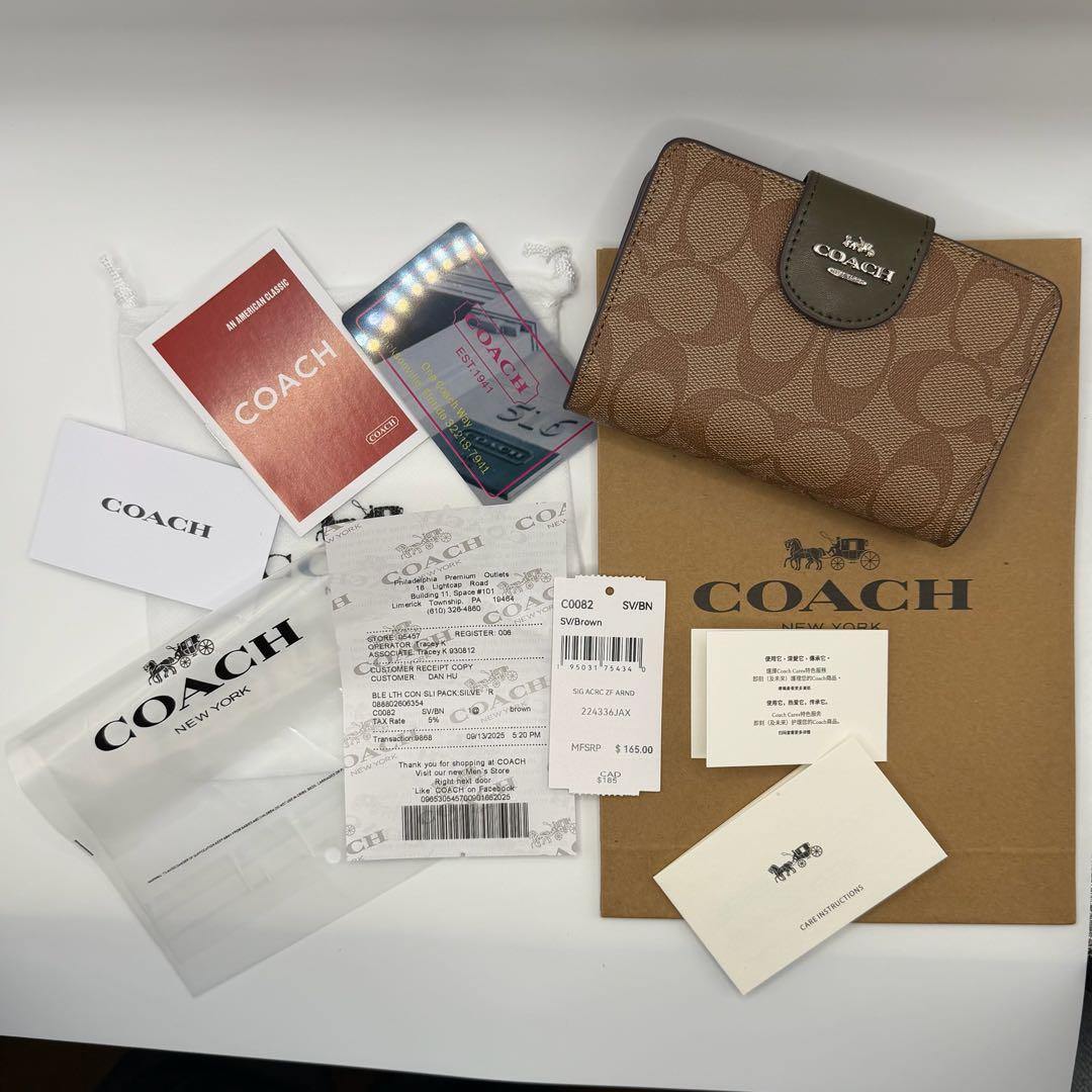 コーチ 二つ折り 財布 ブラウン COACH シグネチャー 【未使用】