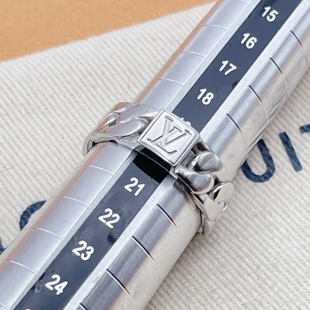 専用LOUIS VUITTON リング　チェーン　モザイク　LV シルバー