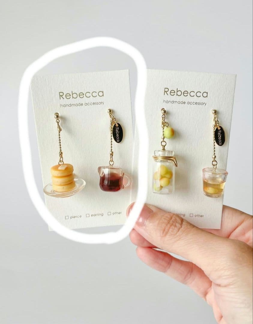 Rebecca ハンドメイド ピアス ホットケーキ　液体アクセサリー