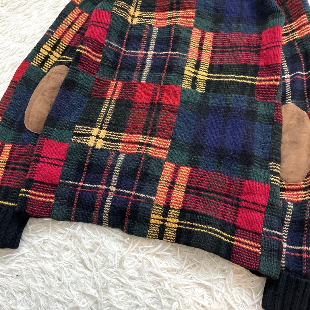 入手困難✨ラルフローレン　カーディガン　パッチワーク　くるみボタン　マルチカラー