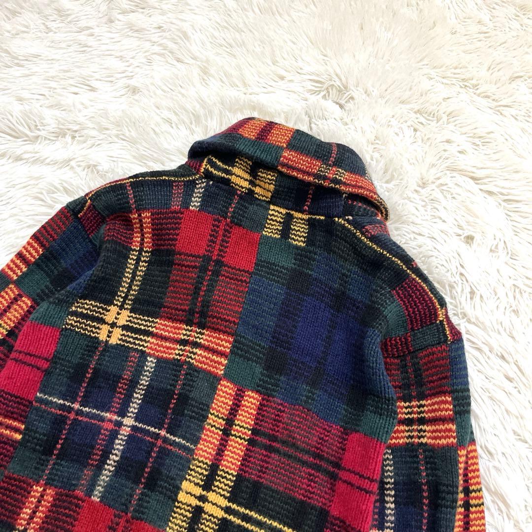 入手困難✨ラルフローレン　カーディガン　パッチワーク　くるみボタン　マルチカラー
