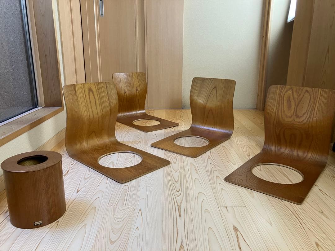 天童木工 座椅子 4脚セット 曲げ木 和モダン 藤森健次　ビンテージ　JAPAN