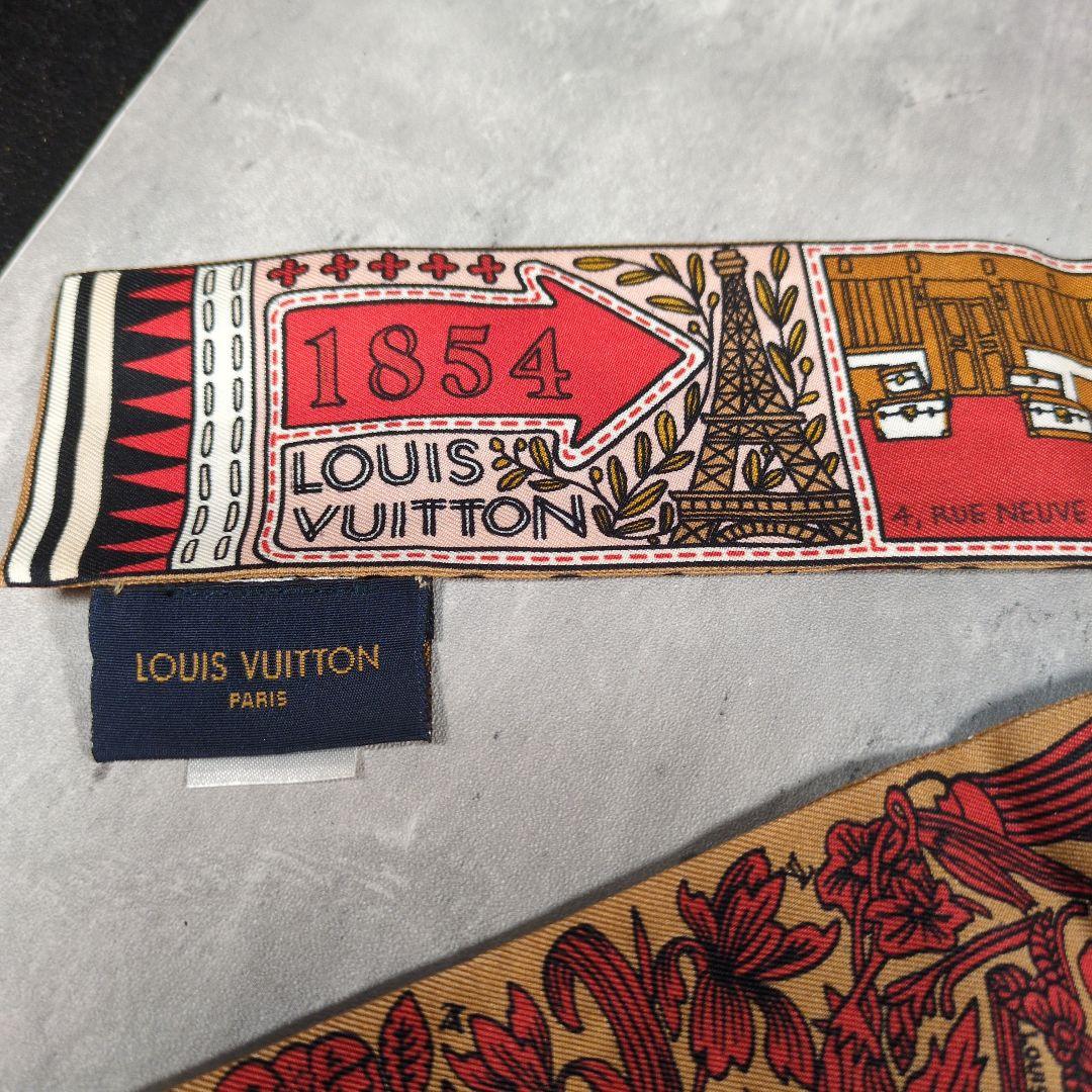 LOUIS VUITTON レッド マルチカラー スカーフ シルク100%