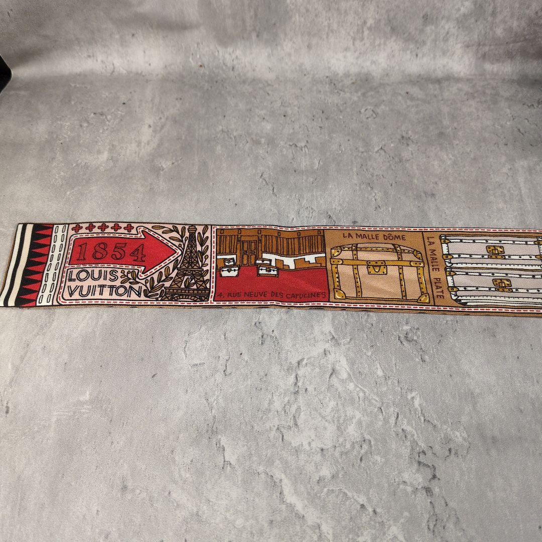 LOUIS VUITTON レッド マルチカラー スカーフ シルク100%