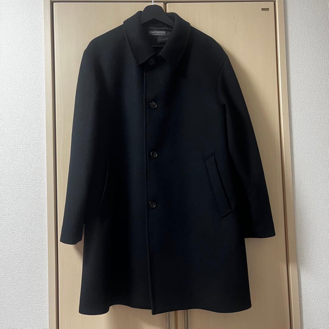 ユナイテッドアローズスーパー120メルトンバルカラーコート XLサイズ ブラック