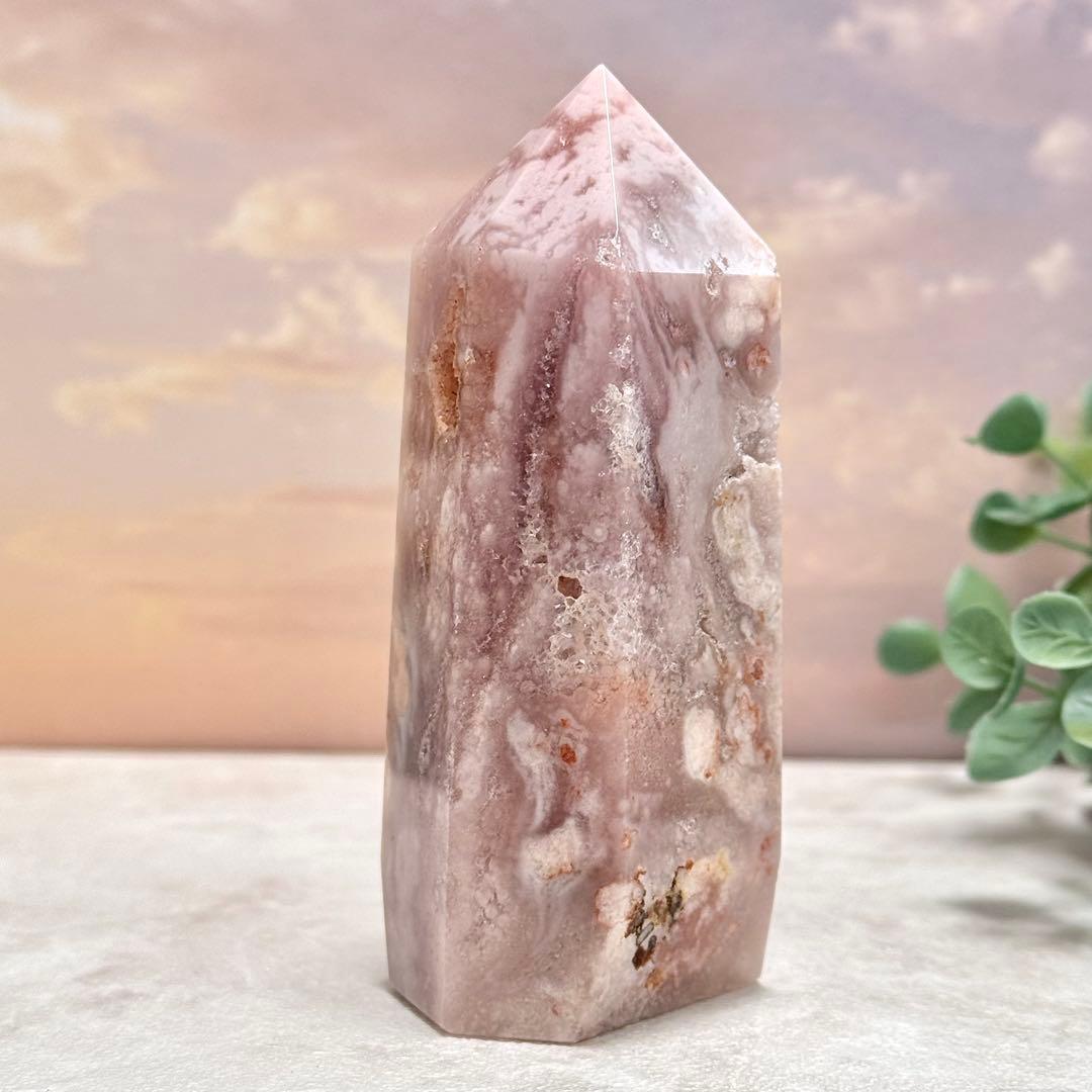 【D233】金魚模様のピンクアメジスト×桜瑪瑙 ポイント タワー Eタイプ