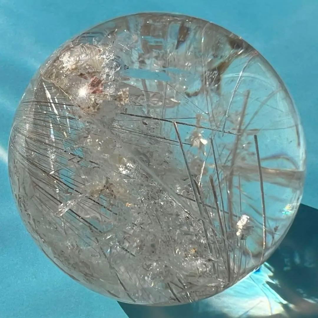 ‪☆超極の逸品‪☆超透明度と眩い煌き‪☆虹入り ルチルインクォーツ 丸玉 天然石