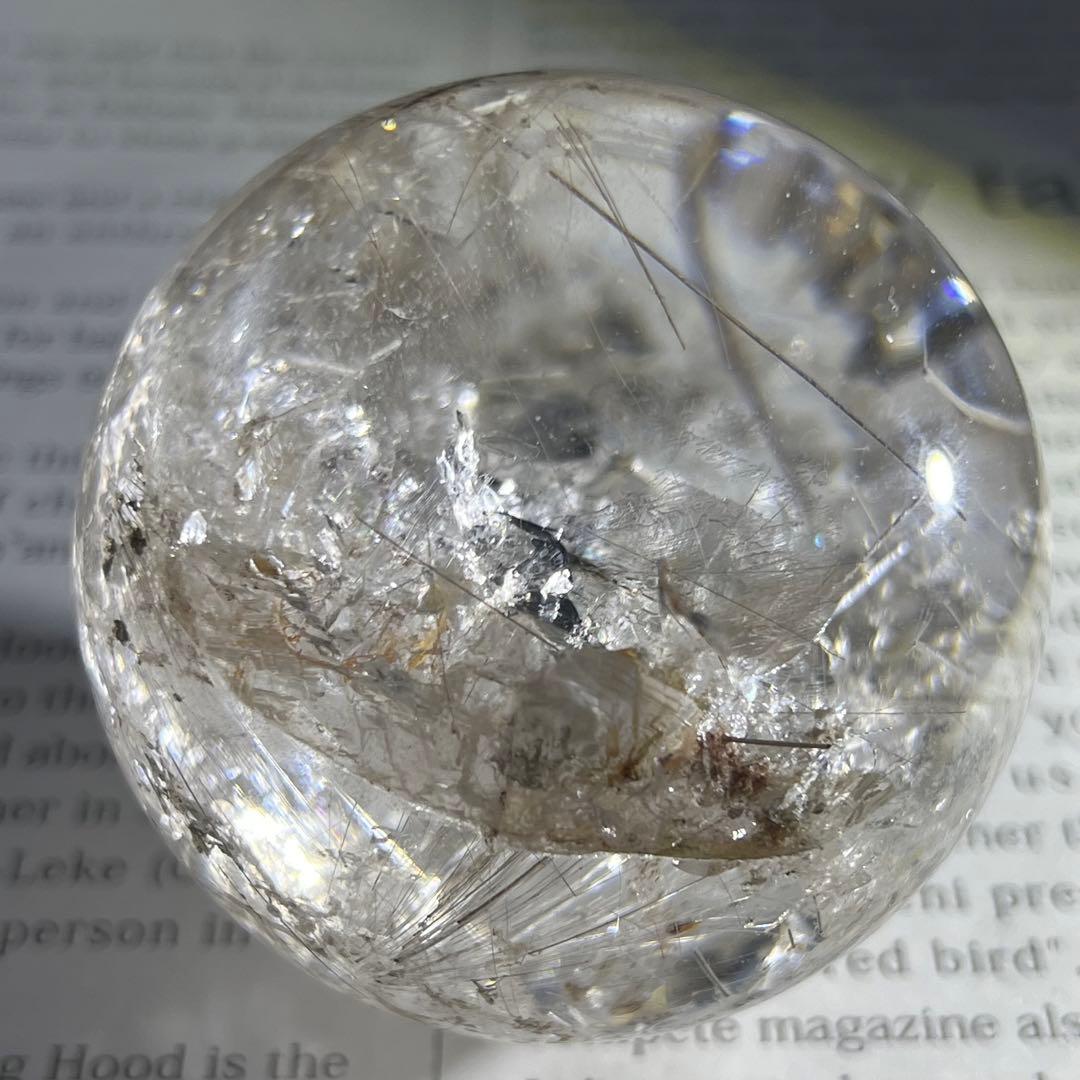 ‪☆超極の逸品‪☆超透明度と眩い煌き‪☆虹入り ルチルインクォーツ 丸玉 天然石