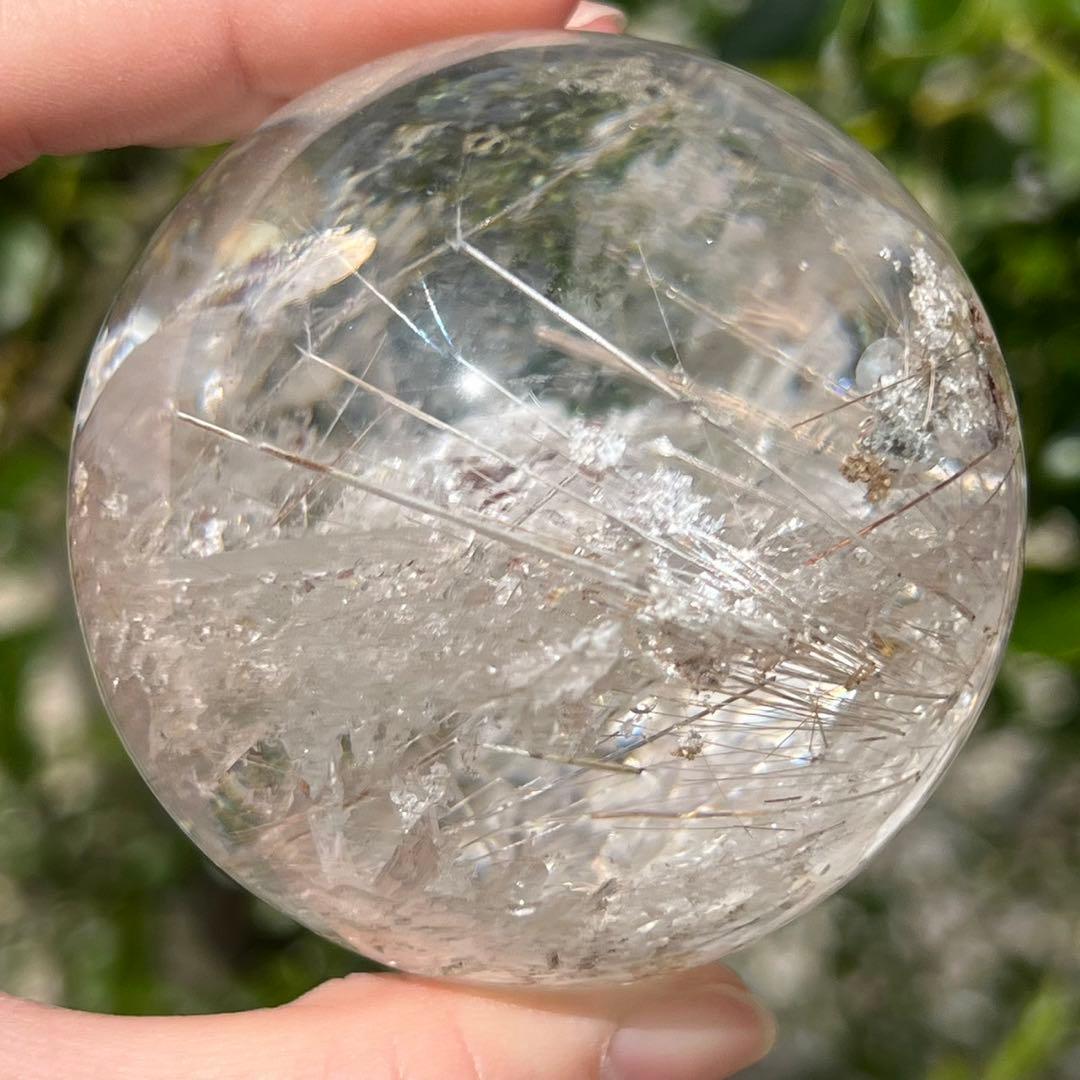 ‪☆超極の逸品‪☆超透明度と眩い煌き‪☆虹入り ルチルインクォーツ 丸玉 天然石