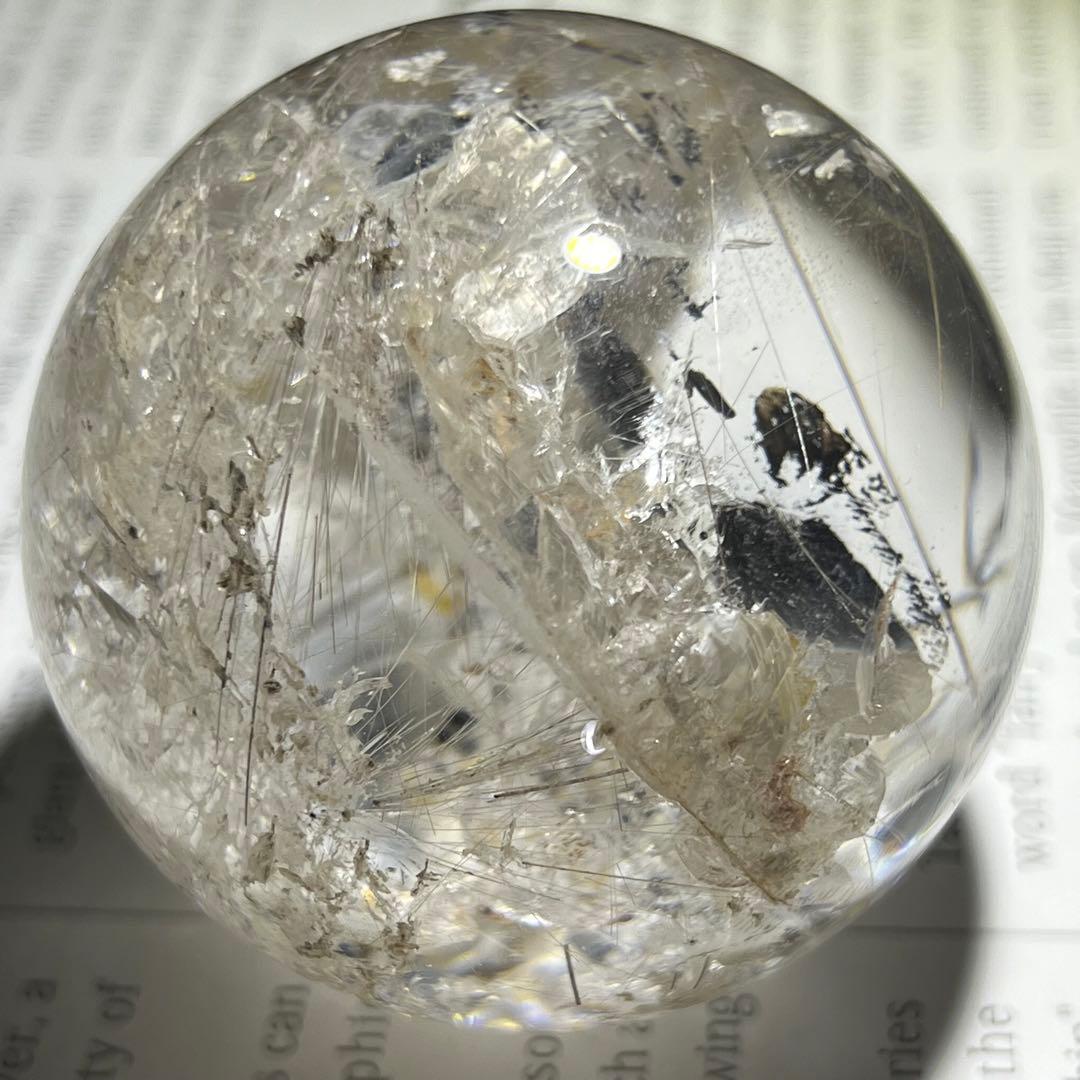 ‪☆超極の逸品‪☆超透明度と眩い煌き‪☆虹入り ルチルインクォーツ 丸玉 天然石