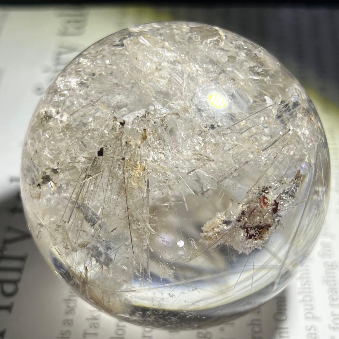 ‪☆超極の逸品‪☆超透明度と眩い煌き‪☆虹入り ルチルインクォーツ 丸玉 天然石