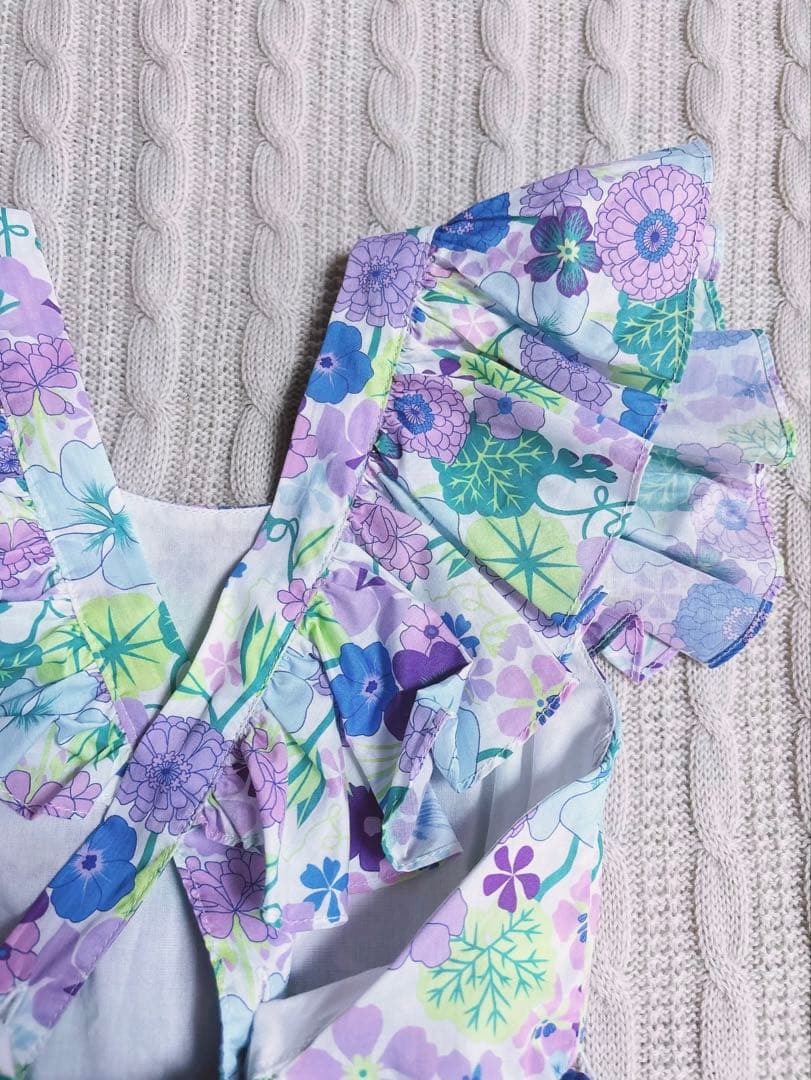 新品　Jacadi × LIBERTY 花柄　フリルスリーブ ワンピース　6A