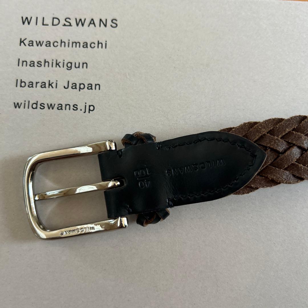 WILD SWANS レザー編み込みベルト 40