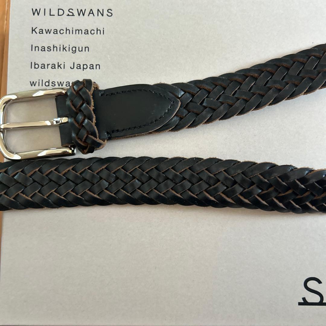WILD SWANS レザー編み込みベルト 40