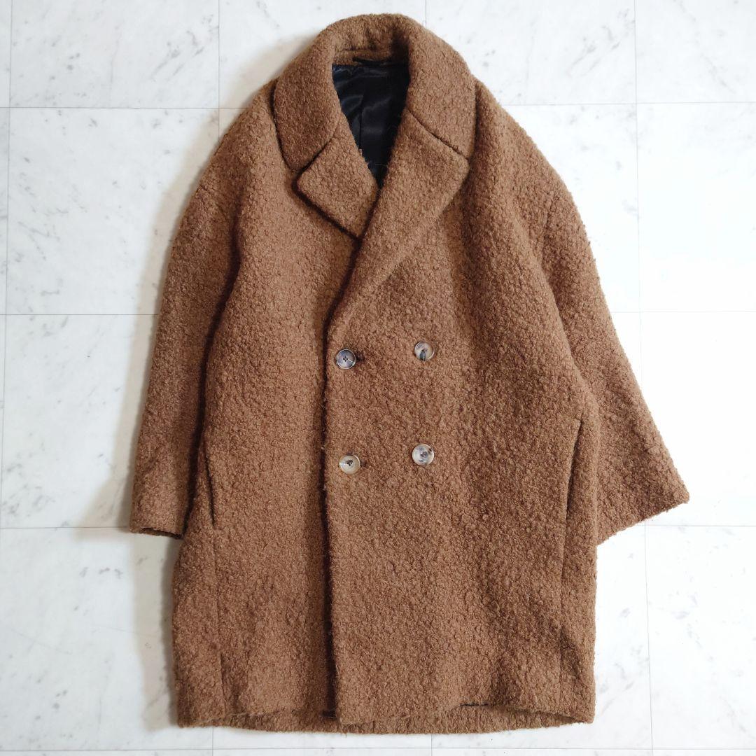 人気♪ サイ Scye ベビーアルパカ ダブルボタン オーバーコート ブラウン系