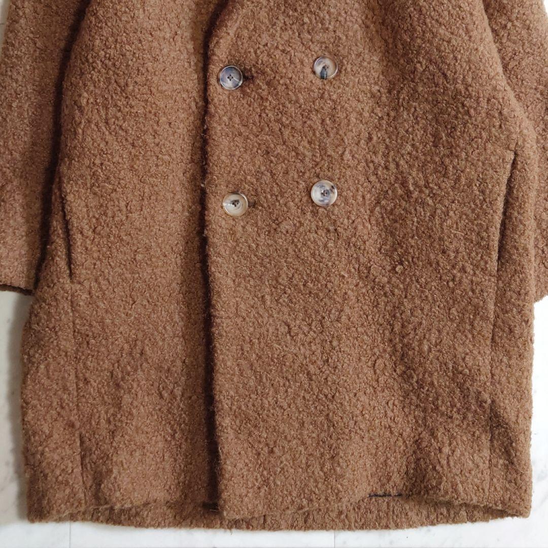 人気♪ サイ Scye ベビーアルパカ ダブルボタン オーバーコート ブラウン系