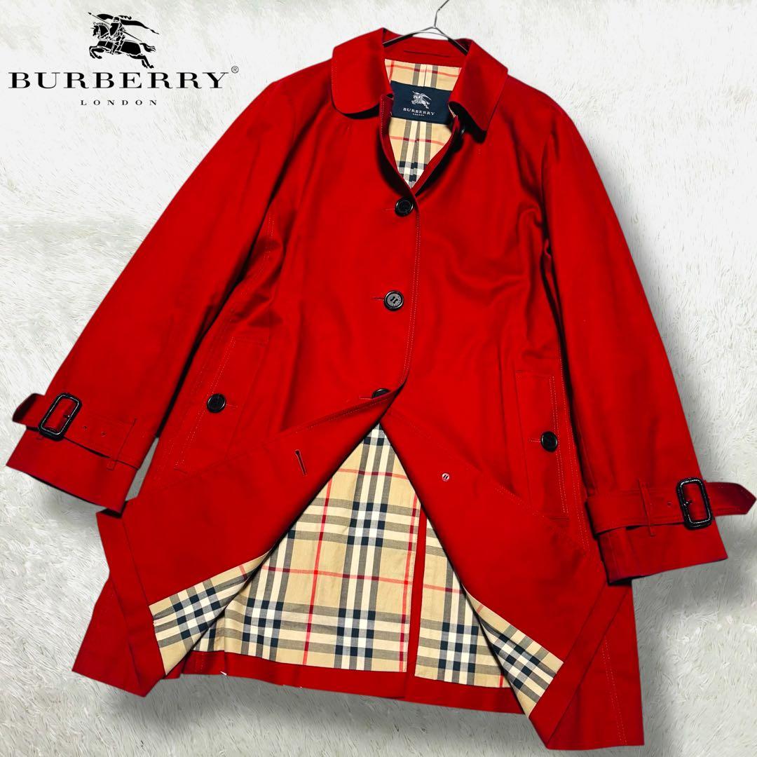希少 バーバリーロンドン ノバチェック Aライン ミドル ステンカラーコート