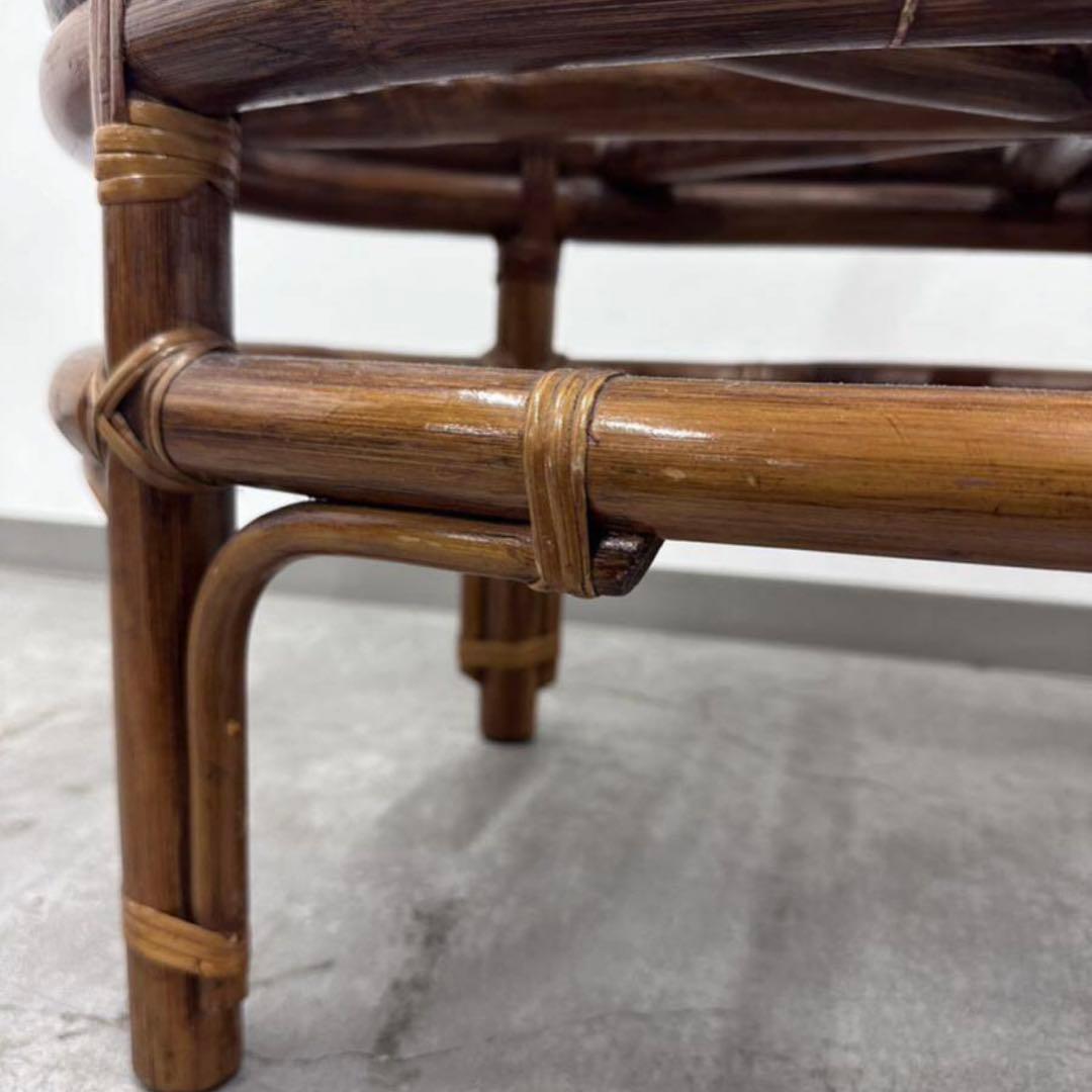 SNT540 ラタン サイドテーブル付きチェア レトロ ガラステーブル