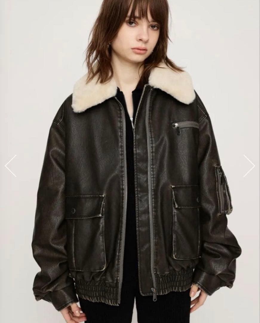 【完売商品】　SLY フェイクレザー　ブルゾン　アウター　レザージャケット