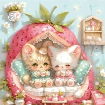 ハンドメイド　オーダー受付ページ　　♡いちごハウス　ねこちゃん　パネル♡