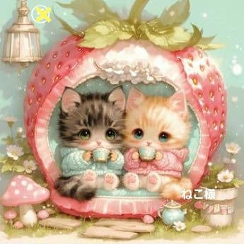 ハンドメイド　オーダー受付ページ　　♡いちごハウス　ねこちゃん　パネル♡