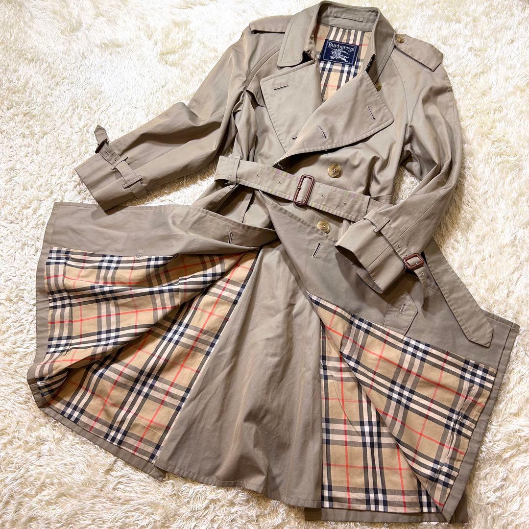 ✨希少クリーニング済みヴィンテージ✨バーバリー ロング トレンチコート Ｌサイズ