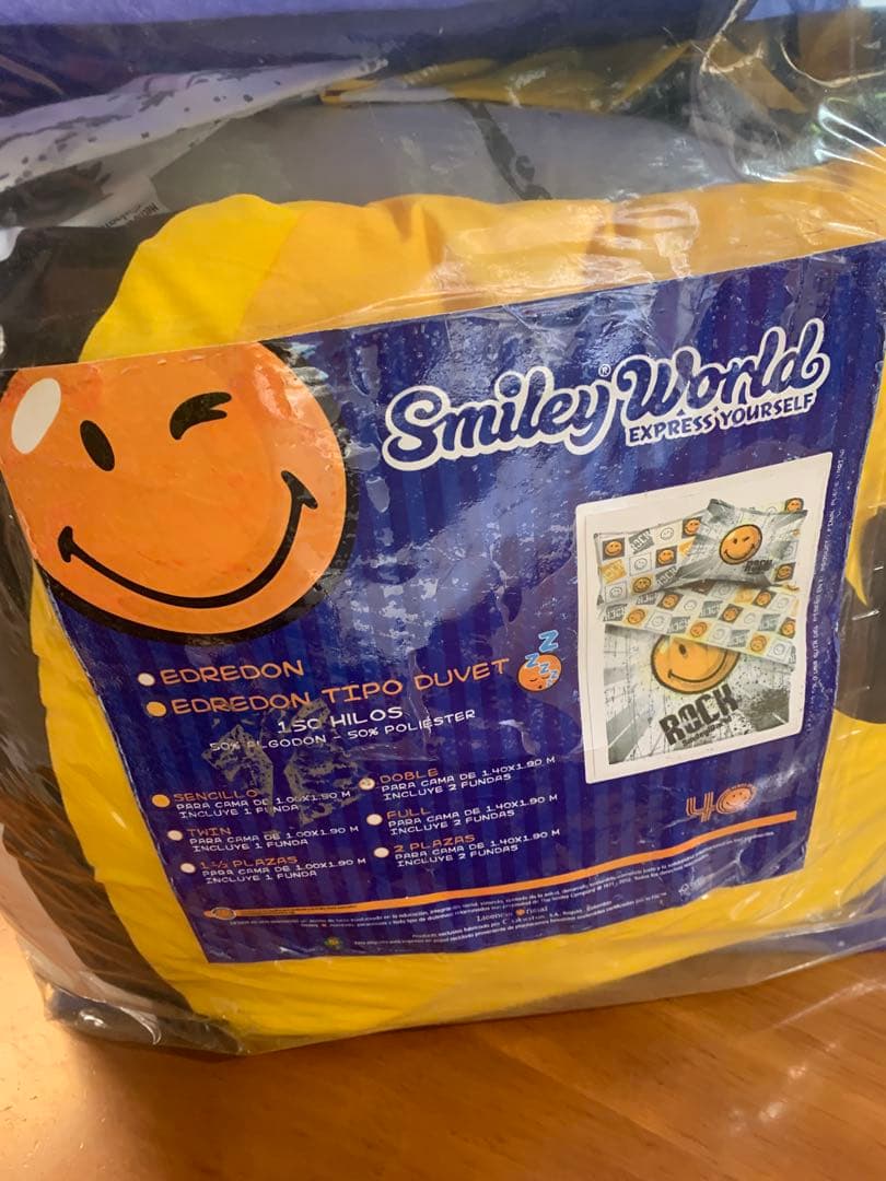 Smiley World スマイリーフェイス　大掛布団、枕カバー大中/1セット