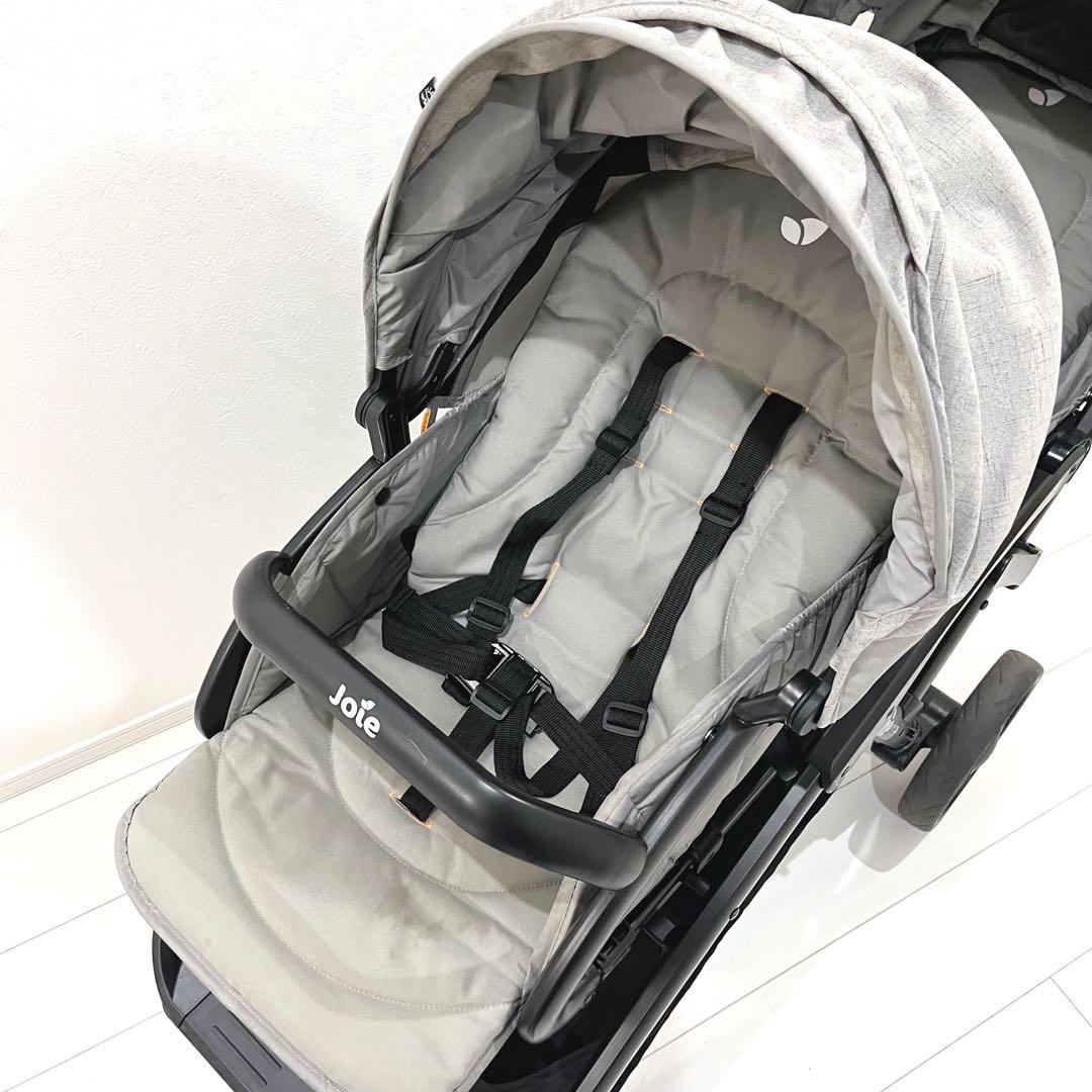 joie エヴァライトデュオ 二人乗りベビーカー グレー レインカバー付属