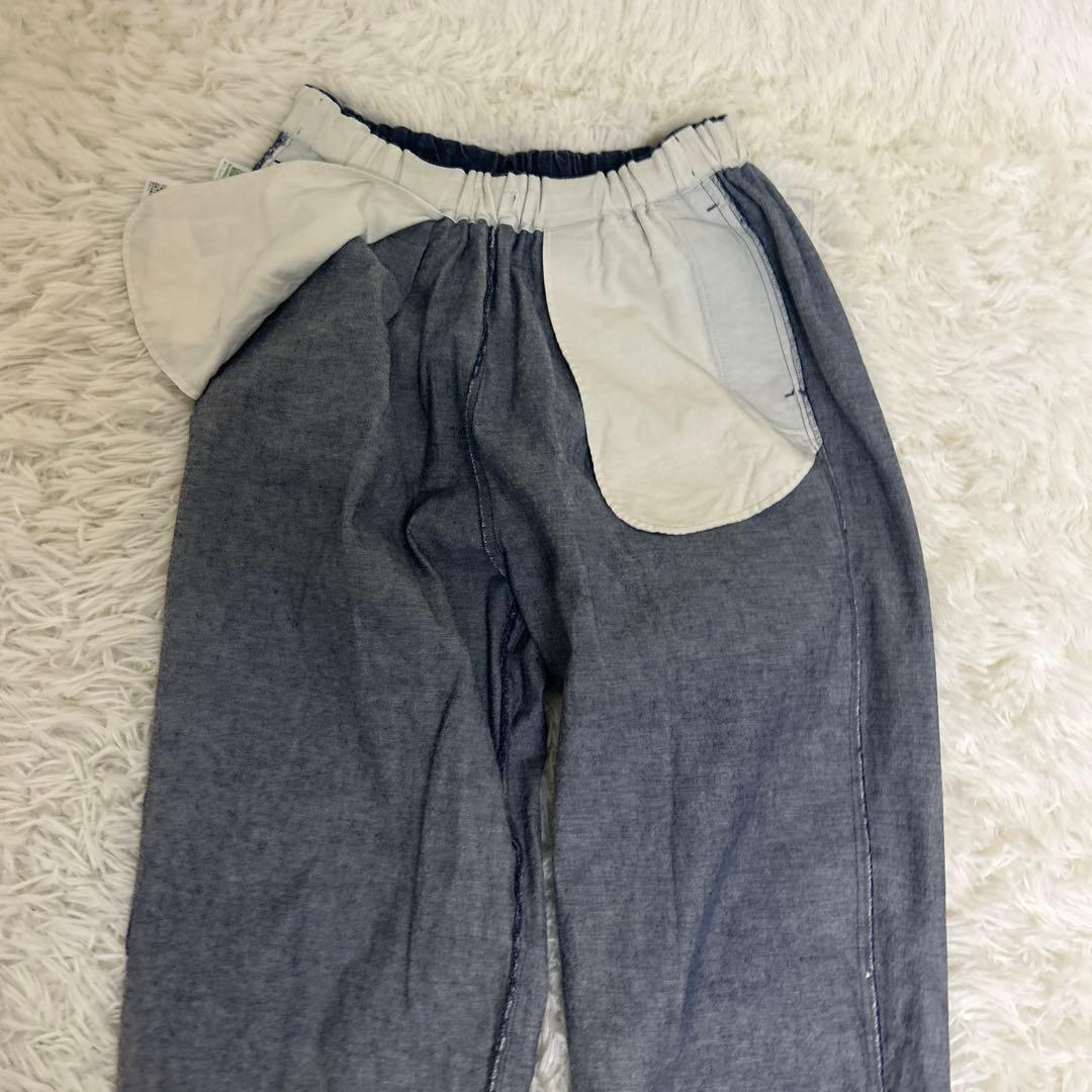 【未使用級】かぐれ　コットンデニムイージーパンツ　インディゴ　ゆったり